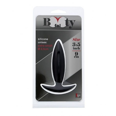 Чёрная мини-пробка для анальной стимуляции BOOTYFUL ANAL PLUG XTRA SMALL BLACK - 9 см.