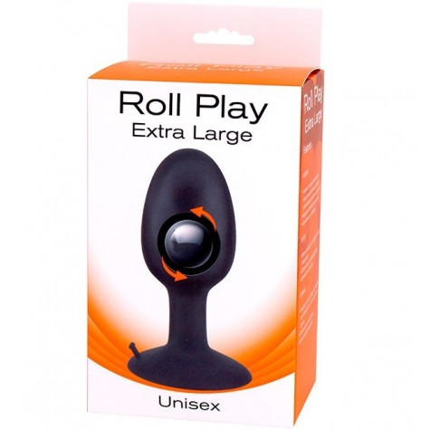 Черная анальная втулка со смещенным центром тяжести ROLL PLAY EXTRA LARGE - 12 см.