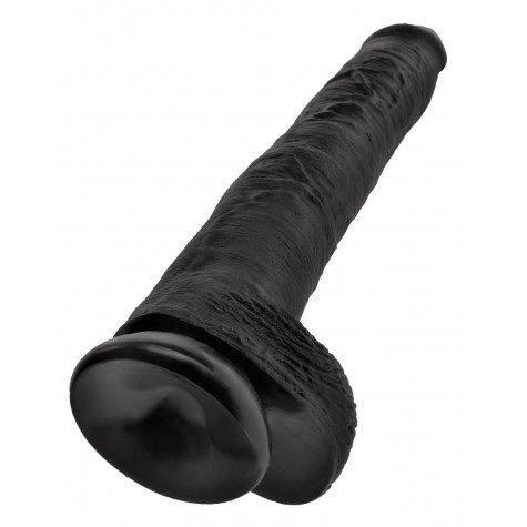 Чёрный фаллоимитатор-гигант 14" Cock with Balls - 37,5 см.